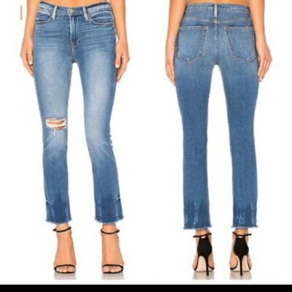Frame Le High Straight Distressed Jeans